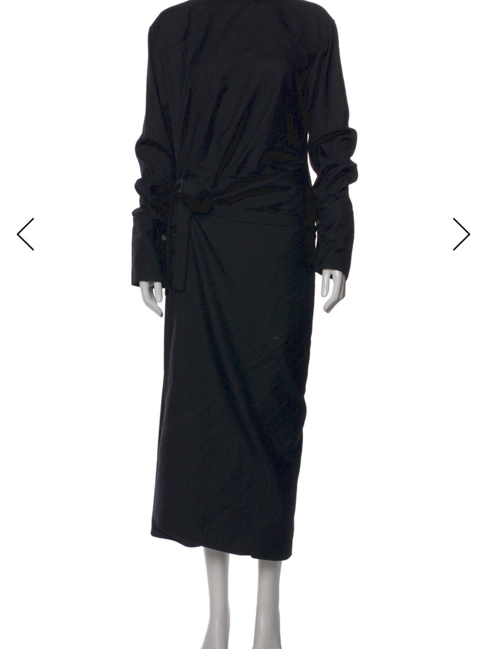The Row Black Long-Sleeve Tie-Waist Maxi Dress